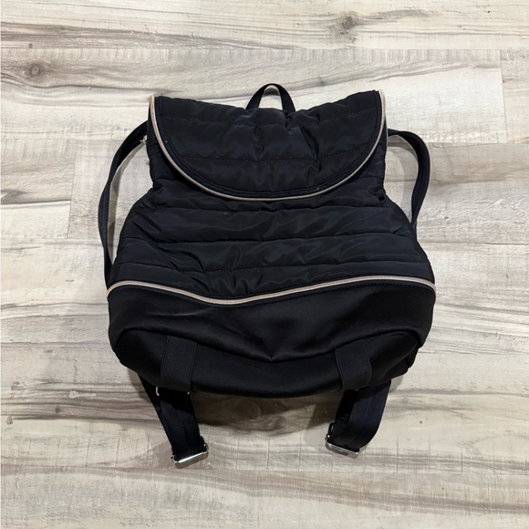 Stella & Dot Handbags - Stella & Dot Black Quilted Backpack with Cream Trim